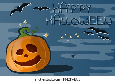 Funny pumpkin illustration. Vector illustration.