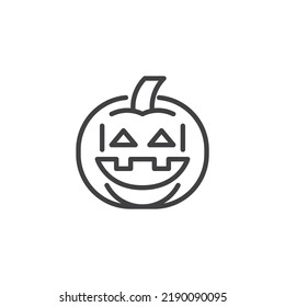 Icono divertido de la línea de calabaza. signo de estilo lineal para concepto móvil y diseño web. Icono vectorial del contorno de la calabaza de Halloween. Símbolo, ilustración del logotipo. Gráficos vectoriales