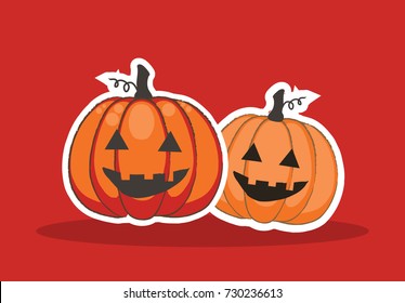 Funny pumpkins to Halloween, vector illustration