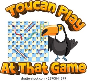 Funny pun with a cute toucan cartoon illustration