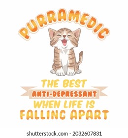 funny pun purramedic kitten cat mom christmas unisex t design vector illustration for use in design and print wall art poster canvas