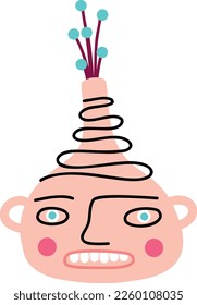 funny punk with bizarre hair and Ugly face vector illustration