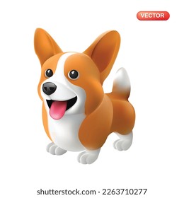 Funny puppy. 3d vector icon