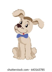 Funny puppy coffee color. Cartoon style.Vector