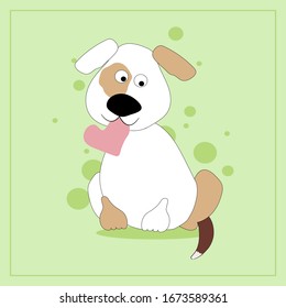 funny puppy dog doodle on a green background