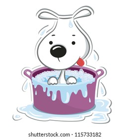 Funny puppy. Isolated on white. Sticker. Vector illustration