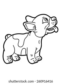 funny puppy. Vector illustration coloring page of happy cartoon puppy for children and scrap book
