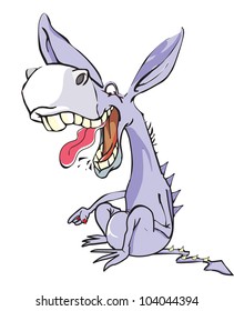 Funny Purple Donkey, Laughing Like Crazy, vector illustration