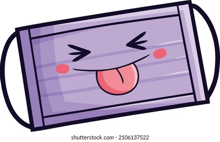Funny purple facemask cartoon character