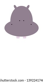 Funny purple hippo icon. Cheeky hippo with teeth. Children's illustration