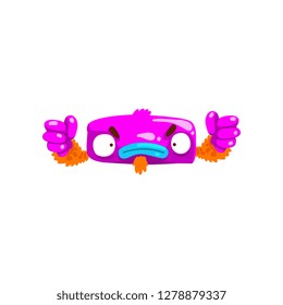 Funny purple monster, fabulous creature cartoon character vector Illustration