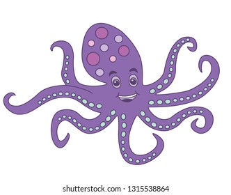 Funny purple octopus