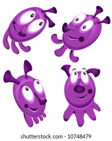 Funny purple octopus in different poses