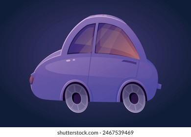 Funny purple retro sedan car. Vector isolated cartoon children illustration.