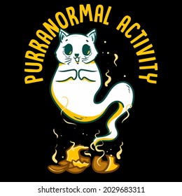funny purranormal activity ghost cat halloween full color panoramic mug design vector illustration for use in design and print wall art poster canvas