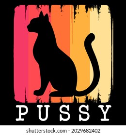 funny pussy cat idea wo vintage sport t ( design vector illustration for use in design and print wall art poster canvas