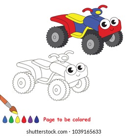 Funny Quad Bike smiling transport to be colored, the coloring book for preschool kids with easy educational gaming level.