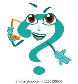 the funny question mark character business shot talking over phone