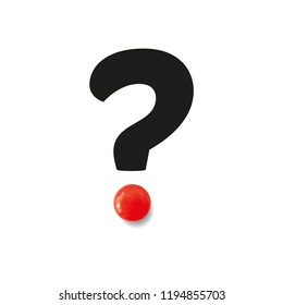 Funny question mark - dot is a red candy. Isolated on white background. Use as illustrations for business letter, invitation,  notification  on web etc. Vector eps 10