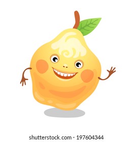 The funny quince. Vector illustration.