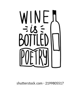 funny quote about wine, hand-drawn lettering for print, t-shirt, mug