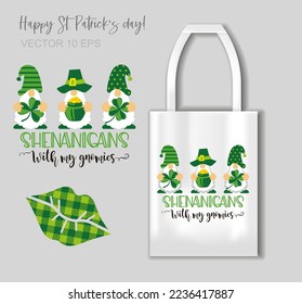 Funny quotes for st Patrick s day - lettering with Shamrock for T-shirts, bags and other