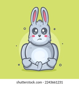 funny rabbit animal character mascot with sad expression isolated cartoon in flat style design