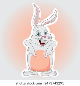 Funny Rabbit Animal Sticker Vector Illustration