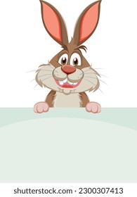 Funny Rabbit with Blank Banner Template illustration