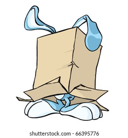 Funny rabbit in the box  vector illustration. Rabbit cartoon vector illustration. Hand drawn colored art character easy editable for book.