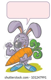 Funny Rabbit with Carrot.