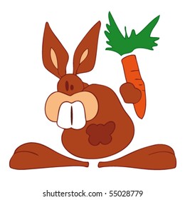 Funny rabbit with carrot.