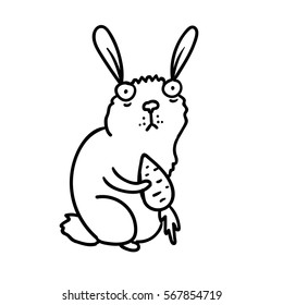 funny rabbit with carrot. vector illustration 