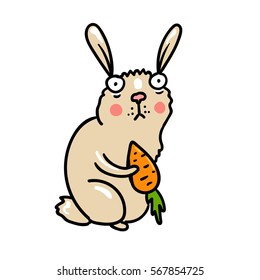 funny rabbit with carrot. vector illustration 