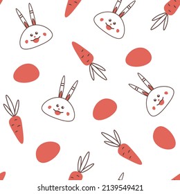 funny rabbit carrot vector seamless pattern 