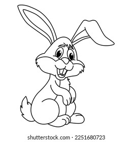 Funny Rabbit cartoon characters vector illustration. For kids coloring book.