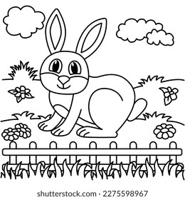Funny rabbit cartoon characters vector illustration. For kids coloring book.