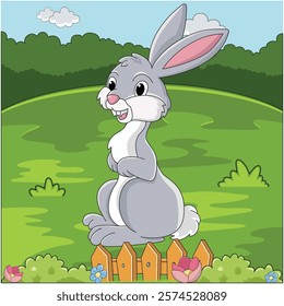 Funny rabbit cartoon characters vector illustration.