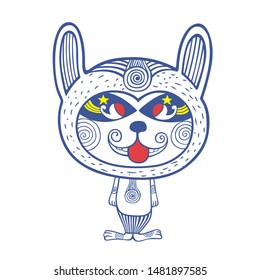 Funny rabbit cartoon hand drawn vector illustration. Can be used for t-shirt print, fashion print design.