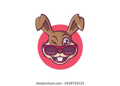 Funny Rabbit Cartoon Mascot Logo