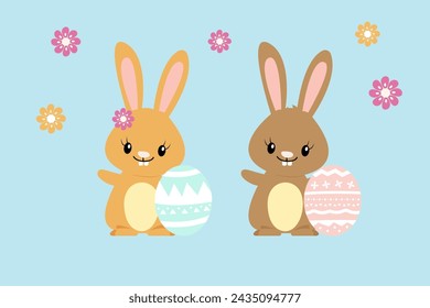 Funny rabbit character, Easter cartoon bunny vector illustration. Easter Bunny Ears Vector