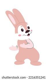 Funny rabbit character flat illustration