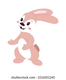 Funny rabbit character flat illustration