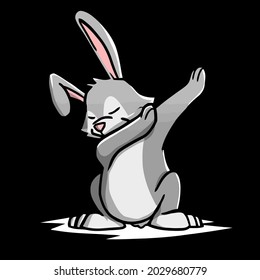 funny rabbit dabbing pet dab dance wo vintage sport design vector illustration for use in design and print wall art poster canvas