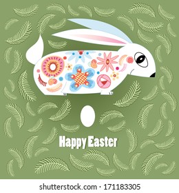 Funny rabbit with decorative festive Easter 