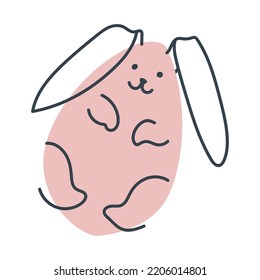 Funny rabbit in doodle style. The bunny is a symbol of 2023. Hare Vector graphics isolated on white background.