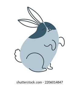 Funny rabbit in doodle style. The bunny is a symbol of 2023. Hare Vector graphics isolated on white background.