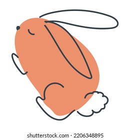 Funny rabbit in doodle style. The bunny is a symbol of 2023. Hare Vector graphics isolated on white background.
