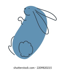 Funny rabbit in doodle style. The bunny is a symbol of 2023. Hare Vector graphics isolated on white background.