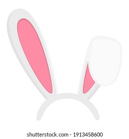 Funny rabbit ears mask. Cute bunny ears for Easter celebration isolated on white background. Element for hare masquerade costume. Vector cartoon illustration